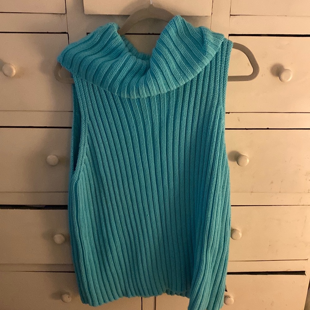 Nautica Cowl Neck Sweater sleeveless ribbed robins egg blue